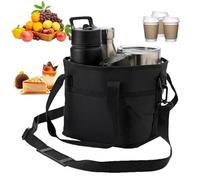 Compartment Drink Bag, Water Bottle Holder Tote, 8.8 inch Insulated Beverage Carrier, Professional Multi Cup with Adjustable Shoulder Strap, Travel Gear for Hiking and Gym