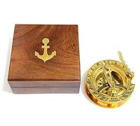 Compas avec Cadran Solaire de 7,6 cm avec boîtier en Teck incrusté de Laiton Massif