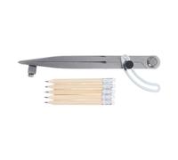 Compas de Charpentier avec Porte-crayon, Acier au Carbone et Bois | Mesure Précise et Usage Polyvalent, pour Dessin Technique et Travail du Bois, avec Cinq Crayons Inclus