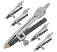 Compas de Dessin Précis en Bois, Plastique et Métal 5 Pièces | Tracer des Arcs et Figures, Usage Scolaire et Dessin Professionnel, Lot Pratique de Cinq