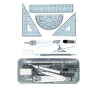 Compas de géométrie multifonctionnels et ensemble de, Black | Ensemble d ' outils de géométrie adaptés avec arrondis, 9 instruments en plastique pratiques
