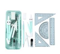 Compas de géométrie multifonctionnels et ensemble de, Green | Ensemble d ' outils de géométrie adaptés avec arrondis, 9 instruments en plastique pratiques