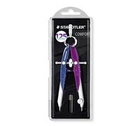 Compas de précision STAEDTLER Mars comfort 556 - avec molette de blocage | Guidage à broche, plastique et métal - cercles précis, vis de blocage - Réf. 556 00-MA2