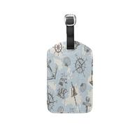 Compas De Voile Pirate Etiquettes à Bagages de Valises Voyage en Cuir Etiquette Nom Adresse ID Tags Drôle pour Les Garçons Filles(3PACK)