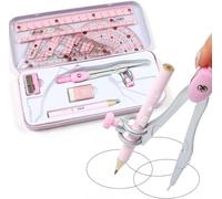 Compas Professionnel, Compas, Ensemble De Boussole Avec Gomme De Rapporteur De Règle Pour Mathématiques Et Génie Des Étudiants Dans Une Mallette, 8 Pièces (Rose)[Z503]