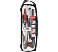 Maped Compas scolaire Coffret 5 pièces Stop System – compas, bague, porte-mines, étui-mine gris