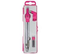 Compas - Scolaire - Mine intégrée - Universel - Adaptateur crayon - Rose
