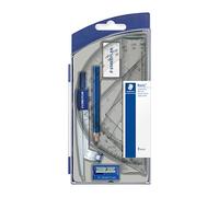 Staedtler Noris 550, Compas scolaire de précision avec attache-crayon intégrée pour l'école, Boîtier refermable pratique avec outils de géométrie, 550 60 S8