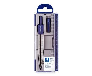 Compas staedtler 550 50 branche pointe sèche interchangeable réglette graduée mines 2mm étui rigide