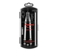 Maped - Coffret Compas Technique à Réglage Rapide et Micrométrique 160mm - 4 Pièces 1947 N°421 - Étui Mine de Rechange 2mm - Adaptateur Stylo/Crayon - Ecrou de Rechange 178102 Noir