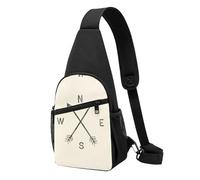 Compass Sac à bandoulière décontracté en polyester durable avec plusieurs poches et porte-clés et sangle réglable pour homme et femme