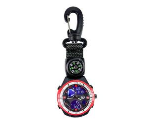 Compass Watch for Men - Outdoor Compass Survival Gadget | Alarm Clock | Calendar | Day of The Week | Mountaineering Carabiner Watch with Alarm, for Outdoor Hiking Backpacking Sports Adventure