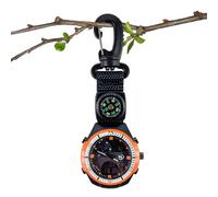 Compass Watch - Outdoor Survival Sports Pocket with Carabiner for Camping Hiking Backpacking Mountaineering Adventure, Navigation Tool, Clip on Timepiece, Gear,