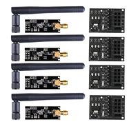 Compasty 4 PièCes NRF24L01 + PA + LNA Module avec Antenne 1100 MèTres Longue Distance avec NRF24L01 Adaptateur de Module 3.3 V