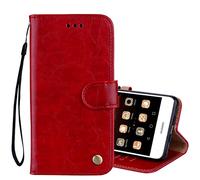 COMPATIBILE Compatible pour Huawei Nova Young 4G LTE MYA-L11 / Y5 (2017) MYA-L03 L23 L02 L22 Étui Couverture Support Livre Gel TPU Titulaire de la Carte ECO Leather Portefeuille pour Cartes (Red)