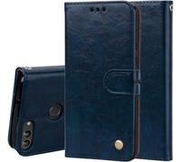 COMPATIBILE Compatible pour Huawei P Smart Fig-LX1 FIG-L21 / Enjoy 7S (5.65) Étui Couverture Support Livre Gel TPU ECO Leather Portefeuille (Bleu)