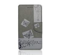 COMPATIBILE Compatible pour Huawei P8 Lite (2017) Pra-LX1 Pra-LX2; Pra-LX1; Pra-LX3 / P9 Lite (2017) Étui Couverture Support Livre Gel TPU ECO Leather Portefeuille (Papillon Gris)