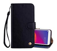 COMPATIBILE Compatible pour Huawei Y5 (2018) / Honor 7S DRA-L01 / DRA-L21 / DRA-L03 / DRA-L23 Étui Couverture Support Livre Gel TPU ECO Leather Portefeuille (Noir)