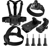 Compatibile Con GoPro 9-en-1 Accessoires Kit, Harnais de Poitrine, Fixation Harnais Tete Bandeau, Fixation Poignet, Fixation Clip Sac à Dos, Compatible avec Gopro Hero 9 8 7 6 5, SJCAM, Insta360