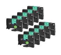 Compatible 10pcs tze231 241 251 335 ruban Compatible avec le créateur noir sur tailles de ruban étiquette blanche 6 mm 9 mm 12 mm 18 mm 24 mm(White on Green)
