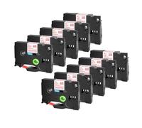 Compatible 10pcs tze231 241 251 335 ruban Compatible avec le créateur noir sur tailles de ruban étiquette blanche 6 mm 9 mm 12 mm 18 mm 24 mm(Red on White)