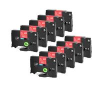 Compatible 10pcs tze231 241 251 335 ruban Compatible avec le créateur noir sur tailles de ruban étiquette blanche 6 mm 9 mm 12 mm 18 mm 24 mm(White on Red)