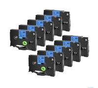 Compatible 10pcs tze231 241 251 335 ruban Compatible avec le créateur noir sur tailles de ruban étiquette blanche 6 mm 9 mm 12 mm 18 mm 24 mm(Black on Blue)