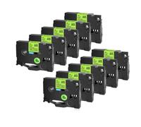Compatible 10pcs tze231 241 251 335 ruban Compatible avec le créateur noir sur tailles de ruban étiquette blanche 6 mm 9 mm 12 mm 18 mm 24 mm(Black on flu-Yellow)