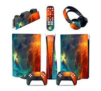 Compatible 49024 Console Pour PS5 Disc Edition & Digital Sticker Vinyl Decal Cover Pour Ps5 Controller & Charging Station & Headset & Media Remote Autocollant De Protection(Digital Edition)