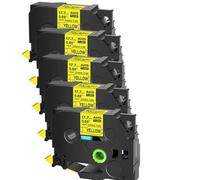Compatible 5pk Noir sur des Tubes de rétrécissement Thermique Jaune Compatible avec Cassette de Cartouche HSE-641 Compatible avec Les Fabricants d'étiquettes PT-1010R