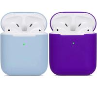 Compatible Airpods Case, 2-Pack Ultra-Thin Shockproof Anti-slip Soft Silicone Protective Case for Apple Airpods 2 and 1 Charging Case - Light Blue+Purple