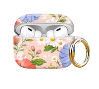 Compatible avec AirPod Pro 2e et 1ère génération avec porte-clés, coque de protection complète antichoc sans fil pour Airpod Pro 2023/2022/2019 (fleur rose bleue)