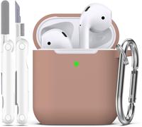 Compatible Avec Airpods 2E Génération 2019 Coque Case, 1 Gén 2016 Coque Avec Kit De Nettoyage Et Porte-Clés, Protection En Silicone Souple Pour Étui Apple Airpods Coque,Thé Au Lait[J1381]