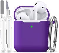 Compatible Avec Airpods 2E Génération 2019 Coque Case, 1 Gén 2016 Coque Avec Kit De Nettoyage Et Porte-Clés, Protection En Silicone Souple Pour Étui Apple Airpods Coque,Violet[J1388]