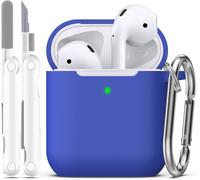 Compatible Avec Airpods 2E Génération 2019 Coque Case, 1 Gén 2016 Coque Avec Kit De Nettoyage Et Porte-Clés, Protection En Silicone Souple Pour Étui Apple Airpods Coque,Bleu[J1391]