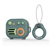 Compatible avec AirPods 3e génération 2021, design radio rétro pour hommes et femmes, coque en silicone dessin animé 3D pour AirPods 3e génération, vert rétro