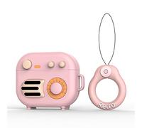 Compatible avec AirPods 3e génération 2021, design radio rétro pour hommes et femmes, coque en silicone dessin animé 3D pour AirPods 3e génération, rose