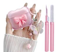 Compatible avec AirPods 4 Coque transparente rose, motif nœud 3D pour iPod 4 avec joli porte-clés papillon, coque de protection en TPU souple antichoc et kit de nettoyage pour Airpod 4 pour filles et
