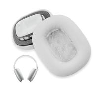 Compatible avec AirPods Max - Coussinets De Rechange avec Gel Rafraîchissant, Cuir Protéiné, Mousse À Mémoire De Forme - Argent - Confort Prolongé pour Écouteurs Antibruit Supra-Auriculaires