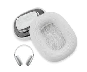 Compatible avec AirPods Max - Coussinets De Rechange avec Gel Rafraîchissant, Cuir Protéiné, Mousse À Mémoire De Forme - Argent - Confort Prolongé pour Écouteurs Antibruit Supra-Auriculaires