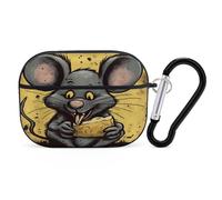 Compatible avec AirPods Pro 2e génération, rat mange un morceau de fromage coque rigide en polycarbonate pour Apple AirPods Pro 2 avec porte-clés prend en charge le chargement sans fil