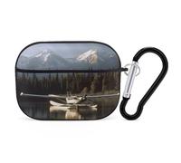 Compatible avec AirPods Pro 2ème génération, coque rigide en polycarbonate imprimé avion sur le lac pour Apple AirPods Pro 2 avec porte-clés compatible avec le chargement sans fil