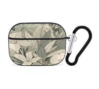 Compatible avec AirPods Pro 2ème génération, simple coup de plantes imprimé PC coque de protection antichoc pour Apple AirPods Pro 2 avec porte-clés prend en charge le chargement sans fil