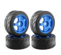 Compatible avec Arrma pour Infraction sans Limitless pour Felony 1/7 RC, Pièces De Mise À Niveau De Voiture, Pneu À 5 Rayons 100x42mm, Roue Hexagonale De 17mm, 4 Pièces Roue Voiture RC(Blue)