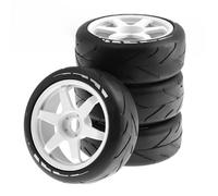 Compatible avec ARRMA pour Redcat pour Team pour Losi pour Kyosho pour VRX pour HPI 1/8 RC Tout-Terrain pour Buggy 105mm Pneus Roue 17mm Hex Roue Voiture RC(White)