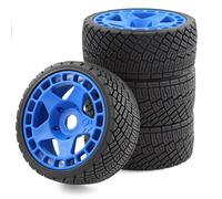 Compatible avec ARRMA pour Traxxas pour Team pour Losi pour Kyosho pour HPI 1/7 1/8 RC Voiture Tout-Terrain Pièces Détachées 4 Pneus 100 Mm Jantes Hexagones 17 Mm détachées RC(Blue)