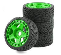Compatible avec ARRMA pour Traxxas pour Team pour Losi pour Kyosho pour HPI 1/7 1/8 RC Voiture Tout-Terrain Pièces Détachées 4 Pneus 100 Mm Jantes Hexagones 17 Mm détachées RC(Green)