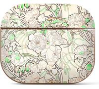 Compatible avec Arte Coque AirPods Pro 2 Génération Etui Coque Rigide en Or Rose avec Porte-clés Cloisonnisme Fleur de néon de Jardin (Alphonse Mucha-Pivoines)