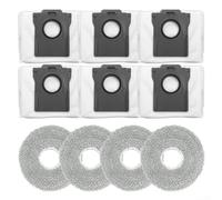 Compatible avec aspirateur robot Cecotec pour Conga X70, 4 serpillères et 6 sacs à poussière, ensemble de chiffons de nettoyage en microfibre accessoires de rechange pour un entretien efficace du sol