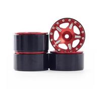 Compatible avec AX24 pour TRX4M pour Bronco pour Axial SCX24 pour JLU C10 B17, Jantes en Métal De 1.0 Pouces, Pneus pour Chenille RC 1/24 1/18 Voiture RC Pneus Jante(Red)